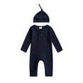 thumbnail image 1 of BemeyourBBs Preemie Newborn Going Home Outfit Baby Boy Girl Ribbed Knit Romper Hat Set Long Sleeve Button One Piece Jumpsuit Spring Fall Winter Sleepers Clothes, 1 of 9