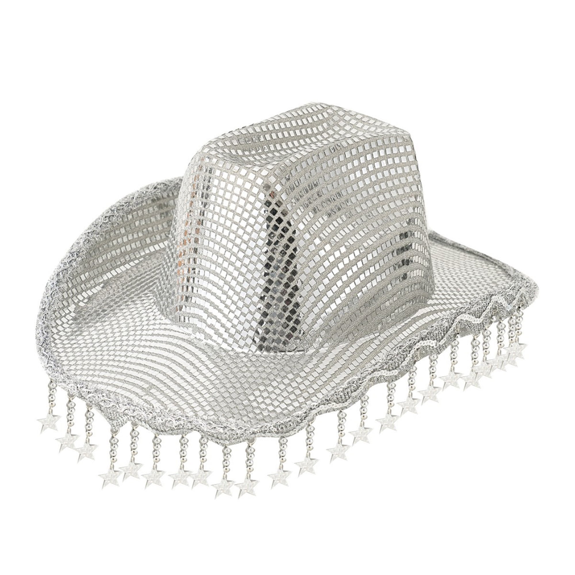 BemeyourBBs Silver Cowboy Hat Women Men Rhinestone Tasseled  display picture 2