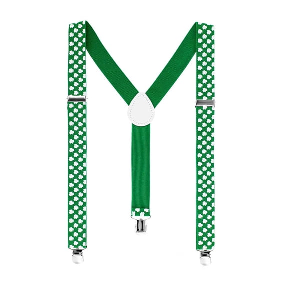 BemeyourBBs St Patricks Day Suspenders St Patricks Day Acessories Funny Holiday Suspenders with Clips Trouser Braces Shamrock Mens Braces