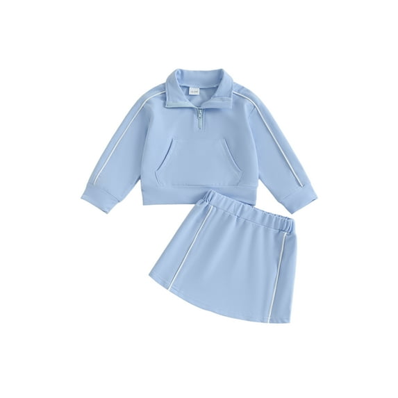 BemeyourBBs Toddelr Baby Girl Skirt Set Outfits Kids Girls Fall Winter Spring Clothes 2T 3T 4T 5T Half Zip-up Long Sleeve Pullover Sweatshirt A-line Skirt