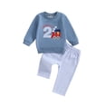 thumbnail image 1 of BemeyourBBs Toddler Baby 2nd Birthday Outfits Sweatshirt  Striped Pants 2 Pcs Set, 1 of 9