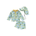 thumbnail image 1 of BemeyourBBs Toddler Baby Boy 2 Pieces Swimsuit with Sun Hat Infant Boys Bathing Suit Long Sleeve Rash Guard Palm Tree Printed Swimwear Zipper Tops and Shorts Trucks Hat Set Summer Pool Beachwear, 1 of 9
