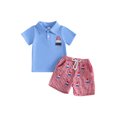 thumbnail image 1 of BemeyourBBs Toddler Baby Boy 4th of July Outfit Baby Boys Memorial Day Independent Day Outfit Patriot American Flag Popsicle Short Sleeve Shirt and Plaid Shorts 2 Pcs Set Toddler Boy Summer Outfit, 1 of 9