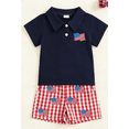 thumbnail image 1 of BemeyourBBs Toddler Baby Boy 4th of July Outfit Baby Boys Memorial Day Independent Day Outfit Patriot American Flag Popsicle Short Sleeve Shirt and Plaid Shorts 2 Pcs Set Toddler Boy Summer Outfit, 1 of 2