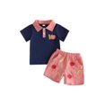 thumbnail image 1 of BemeyourBBs Toddler Baby Boy Back To School Outfit Kids Boys Kindergarten Outfits Baby Boy Summer Clothes Pencil Apple Embroidered Plaid Button Collared Short Sleeve Shirt and Pockets Shorts Set, 1 of 9