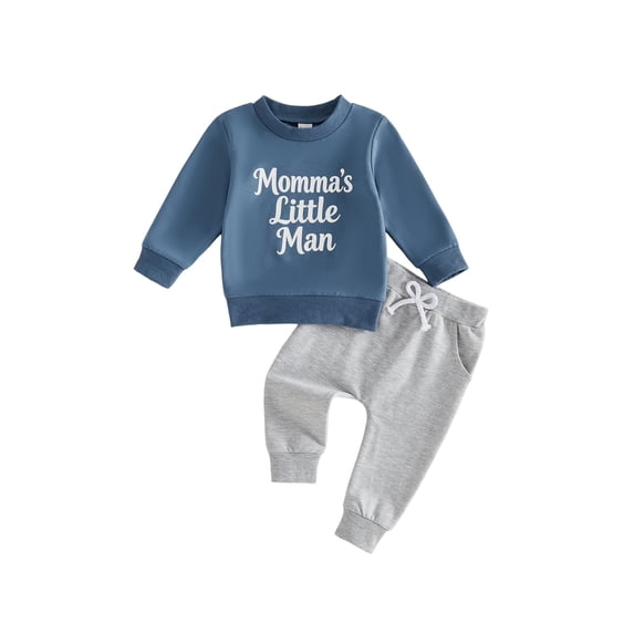 BemeyourBBs Toddler Baby Boy Fall Winter Clothes Infant Baby Boys Outfits Mommy's Little Prince Letters Crown Printed Long Sleeve Crewneck Sweatshirt Elastic Waist Jogger Pants Set
