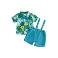 thumbnail image 1 of BemeyourBBs Toddler Baby Boy Gentleman Church Outfit Infant Baby Boys Summer Clothes Short Sleeve Button Down Bowtie Shirt Suspender Shorts Overalls Set Toddler Boy Summer Holiday Beach Outfit, 1 of 9