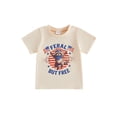 thumbnail image 1 of BemeyourBBs Toddler Baby Boy Girl 4th of July T-Shirts Outfit Patriot Independent Day Clothes American Flag Raccoon Letter Print Crew Neck Shirts Kids Summer Casual T Shirt Tops, 1 of 9