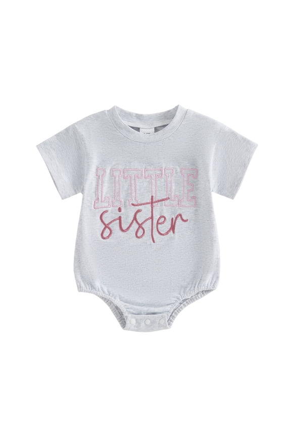 Toddler Baby Boy Girl Big Brother Little Brother Big Sister Little Sister Matching Outfit Cute Newborn Bubble Romper Short Sleeve Letter Embroidery Bodysuit T Shirt Top Summer Clothes