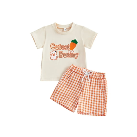 BemeyourBBs Toddler Baby Boy Girl Easter Outfits Bunny Cross Print ...