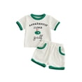 thumbnail image 1 of BemeyourBBs Toddler Baby Boy Girl Golf Outfits Cute Infant Baby Boys Girls Summer Clothes Waffled Short Sleeve Letter Embroidery T-Shirt Pockets Shorts Set Toddler Baby Summer Outfit, 1 of 9