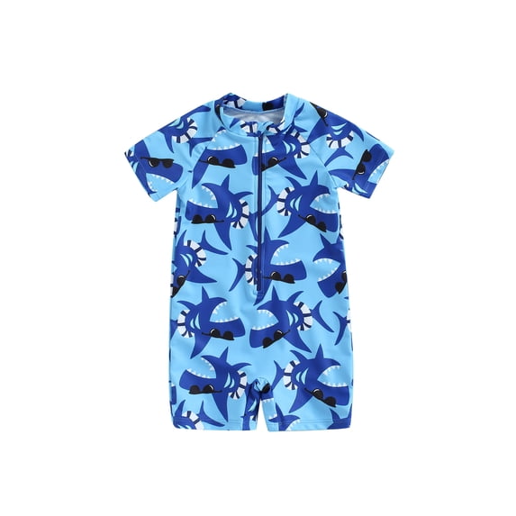 BemeyourBBs Toddler Baby Boy Girl One Piece Swimsuit Kids Dinosaur Shark Swimsuits UPF 50+ Rash Guard Zipper Swimwear Short Sleeve Summer Beach Bathing Suit