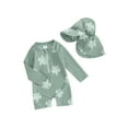 thumbnail image 1 of BemeyourBBs Toddler Baby Boy Girl One Piece Swimsuit with Sunhat Set Newborn Infant Bathing Suit Long Sleeve Rash Guard Half Zipper Turtle Dinosaur Swimwear Beachwear UPF 50+, 1 of 10