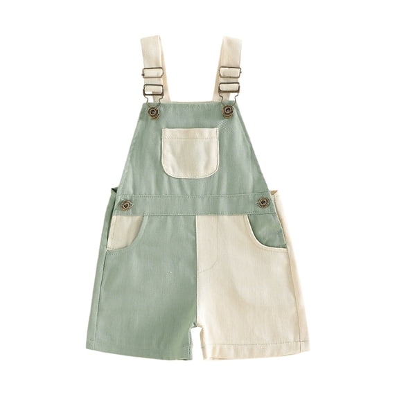 BemeyourBBs Toddler Baby Boy Girl Patchwork Overalls Shorts Kids Contrast Color Sleeveless Romper Jumpsuit with Adjustble Shoulder Strap Pockets 90s Clothes