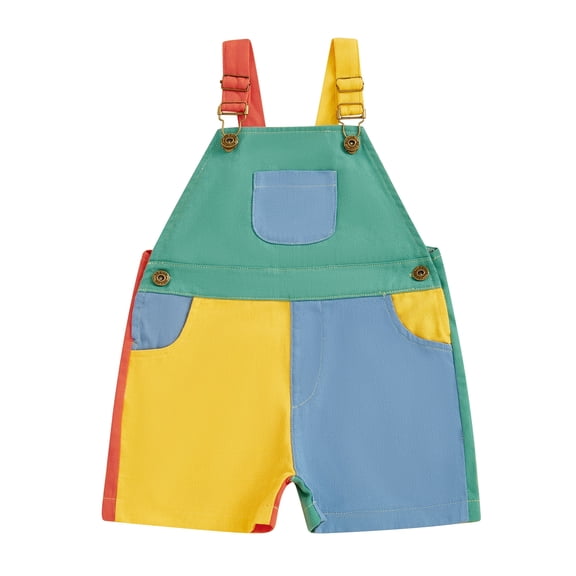 BemeyourBBs Toddler Baby Boy Girl Patchwork Overalls Shorts Kids Contrast Color Sleeveless Romper Jumpsuit with Adjustble Shoulder Strap 90s Clothes
