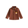 thumbnail image 1 of BemeyourBBs Toddler Baby Boy Girl Thanksgiving Outfit Baby Boys Girls Corduroy Button Down Shirt Jacket Fall Winter Shacket Turkey Embroidery Long Sleeve Lapel Neck Cardigan Blouses Coat with Pocket, 1 of 9