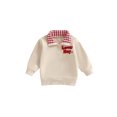 thumbnail image 1 of BemeyourBBs Toddler Baby Boy Girl Valentine Outfit Jesus Love Me Sweatshirt Fall Winter Spring Baby Christening Clothes Long Sleeve Plaid Lapel Quarter Zip Pullover Letter Heart Embroidery Tops, 1 of 9