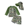 thumbnail image 1 of BemeyourBBs Toddler Baby Boy Hunting Duck Swimsuit with Sun Hat 3 Pieces Outfit Infant Boy Bathing Suit Long Sleeve Rash Guard Camouflage Print Zipper Swimming Tops Swim Trunks Shorts Set Swimwear, 1 of 9