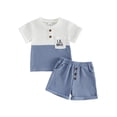 thumbnail image 1 of BemeyourBBs Toddler Baby Boy Little Brother Outfit Infant Baby Boys Summer Clothes Casual Lil Bro Letter Embroidered Waffled Short Sleeve Shirt Tops and Pockets Shorts 2 Pcs Set, 1 of 9