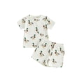 thumbnail image 1 of BemeyourBBs Toddler Baby Boy Mallard Duck Outfit Infant Baby Boys Summer Clothes Short Sleeve Duck Cattle Print T Shirt Tops and Shorts Set Toddler Baby Boys Summer Outfit, 1 of 9