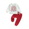 thumbnail image 1 of BemeyourBBs Toddler Baby Boy Spring Outfits Valentines Day Clothes Letter Print Long Sleeve Pullover Sweatshirt Tops Solid Pants Set, 1 of 9