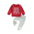 thumbnail image 1 of BemeyourBBs Toddler Baby Boy Spring Outfits Valentines Day Clothes Letter Print Long Sleeve Pullover Sweatshirt Tops Solid Pants Set, 1 of 9