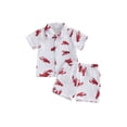 thumbnail image 1 of BemeyourBBs Toddler Baby Boy Summer Clothes Baby Boy Cotton 2 Piece Outfit Dinosaur Bus Lobster Print Short Sleeve Button Down Shirt with Elastic Waist Shorts Set Toddler Boys Summer Outfit, 1 of 9