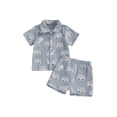 thumbnail image 1 of BemeyourBBs Toddler Baby Boy Summer Clothes Baby Boy Cotton 2 Piece Outfit Dinosaur Bus Lobster Print Short Sleeve Button Down Shirt with Elastic Waist Shorts Set Toddler Boys Summer Outfit, 1 of 9