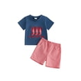 thumbnail image 1 of BemeyourBBs Toddler Baby Boy Summer Clothes Infant Baby Boys Lobster Outfits Crayfish Boil Crew Letters Embroidery T Shirt with Pockets Plaid Shorts 2Pcs Set, 1 of 9