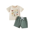 thumbnail image 1 of BemeyourBBs Toddler Baby Boy Summer Outfit Cute Infant Boys Clothes Animal Insect Print Short Sleeve T-shirt and Solid Shorts 2 Piece Set, 1 of 9