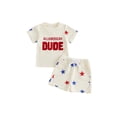 thumbnail image 1 of BemeyourBBs Toddler Baby Boys 4th of July Outfit Patriot Independent Day Summer Clothes All American Dude Letter Embroidery Short Sleeve T Shirt and Star Shorts Set Toddler Baby Boy Summer Outfit, 1 of 9