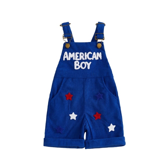 BemeyourBBs Toddler Baby Boys 4th of July Outfit Romper Overall Shorts Kids Baby Boy Patriot Independence Day Clothes Stars American Boy Letters Summer Corduroy Jumpsuit Bib Overalls