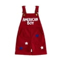 thumbnail image 1 of BemeyourBBs Toddler Baby Boys 4th of July Outfit Romper Overall Shorts Kids Baby Boy Patriot Independence Day Clothes Stars American Boy Letters Summer Corduroy Jumpsuit Bib Overalls, 1 of 9