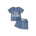 thumbnail image 1 of BemeyourBBs Toddler Baby Boys Big Brother Outfit Infant Baby Boys Summer Clothes Waffled Short Sleeve Letter Embroidery T Shirt Tops and Pockets Shorts Set, 1 of 9