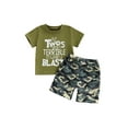 thumbnail image 1 of BemeyourBBs Toddler Baby Boys Birthday Outfits 2nd Birthday 2 Years Old Clothes Short Sleeve Letter Print T Shirt Tops and Camouflage Shorts Set Boys Summer Clothing, 1 of 9