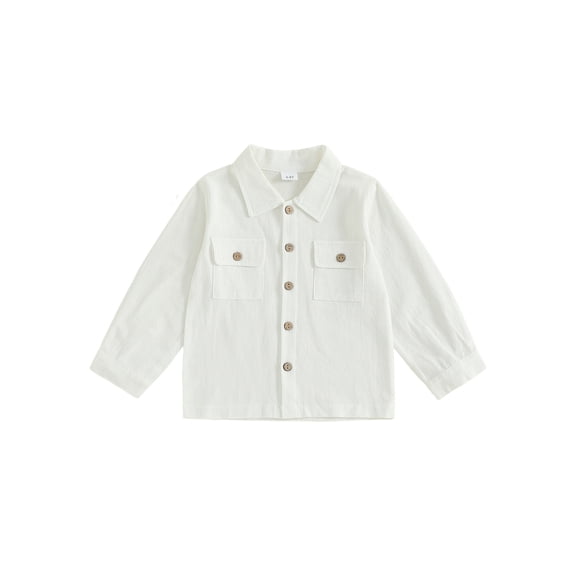 BemeyourBBs Toddler Baby Boys Button Down Up Shirt Kids Dress Shirts Cotton Solid Spring Fall Winter Clothes Casual Long Sleeve Shirt With Chest Pockets
