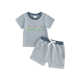 thumbnail image 1 of BemeyourBBs Toddler Baby Boys Golf Outfit Infant Baby Boy Summer Clothes Waffled Striped Golf Embroidery Short Sleeves T-Shirt and ElasticPockets Shorts Set Toddler Boy 2 Piece Summer Outfit, 1 of 9