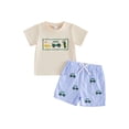 thumbnail image 1 of BemeyourBBs Toddler Baby Boys Summer Clothes Newborn Baby Boy Golf Outfits 0 6 12 18 24 Months 2 3 4 Years Golf Elements Embroidery Short Sleeve T-Shirts Elastic Waist Plaid Shorts 2Pcs Set, 1 of 9