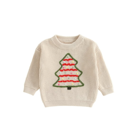 BemeyourBBs Toddler Baby Christmas Sweater Christmas Tree Embroidered Knitted Tops