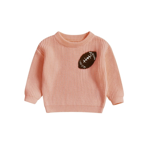 BemeyourBBs Toddler Baby Football Sweater Crew Neck Long Sleeve Chunky Knit Tops