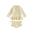 thumbnail image 1 of BemeyourBBs Toddler Baby Girl 2 Piece Swimsuit Set Infant Girls Bathing Suit Long Sleeve Rash Guard Swimwear Frill Mock Neck Eyelet Hollow Out Zipper Swiming Tops Bottoms Bikini Set Summer Beachwear, 1 of 9