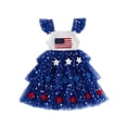 thumbnail image 1 of BemeyourBBs Toddler Baby Girl 4th of July Dress Outfit Kids Baby Girl Patriot Independence Day Clothes Sleeveless Red White Blue Star Tutu Tulle Dress Little Girls Summer Cake Smash Party Dress, 1 of 9