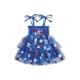 thumbnail image 1 of BemeyourBBs Toddler Baby Girl 4th of July Dress Outfit Little Girl Summer Smocked Tulle Tutu Dress Patriot Independent Day Clothes Star Bow Popsicle Tie Shoulder A-line Layered Causal Holiday Dress, 1 of 8