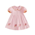 thumbnail image 1 of BemeyourBBs Toddler Baby Girl Back to School Dress Kids Kindergarten Outfits Little Baby Girl Summer Pleated Dress School Bus Embroidery Doll Collar Puff Short Sleeves A Line Dress, 1 of 9