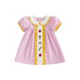 thumbnail image 1 of BemeyourBBs Toddler Baby Girl Back To School Dress Kindergarten Outfits Baby Girls First Day of School Outfit Apple Stationery Embroidered Plaid Ruffled Doll Collar Short Sleeve Summer Casual Dress, 1 of 8