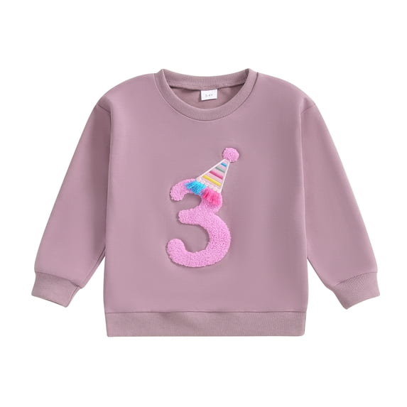 BemeyourBBs Toddler Baby Girl Birthday Sweatshirts Outfits 1 2 3 4 5 6 7 Years Old Birthday Clothes Letter Embroidery Long Sleeve Crewneck Sweater Shirt Pullovers Spring Fall Winter Tops