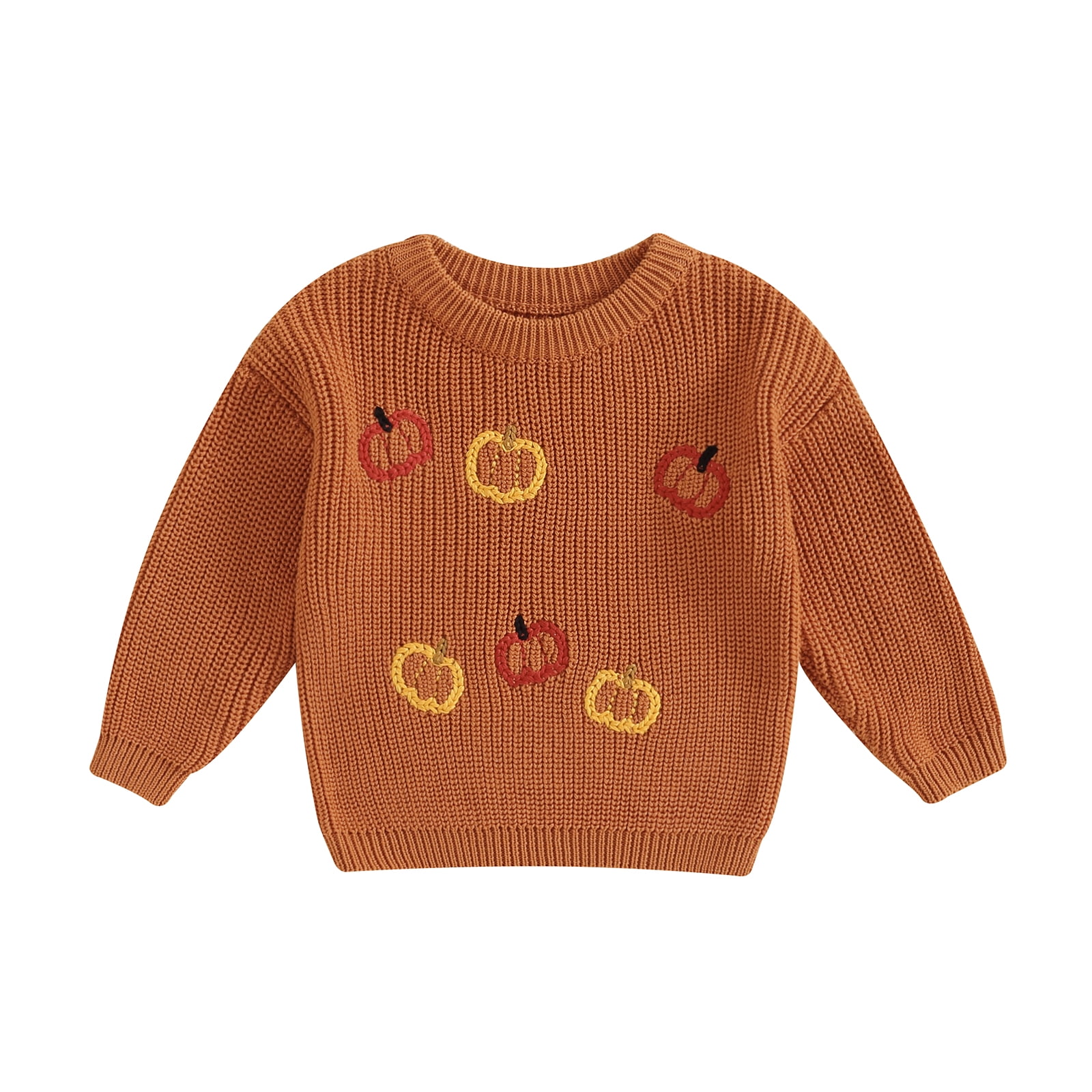 Baby Halloween Pullover Mit Kürbis-Stickerei - Süßer Strickpullover Für Jungen & Mädchen