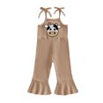 thumbnail image 1 of BemeyourBBs Toddler Baby Girl Cowgirl Outfit Western Baby Girl Summer Clothes Rooster Cow Romper Overalls Sleeveless Tie Shoulder Strap Farm Animal Embroidery Jumpsuit Bell Bottoms Flare Pants, 1 of 9