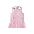 thumbnail image 1 of BemeyourBBs Toddler Baby Girl Golf Dress Outfit Infant Girls Summer Fall Dress Golf-themed Embroidered Half Zip Up Lapel V Neck Sleeveless Pleated Hem Dress, 1 of 9