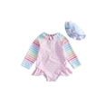 thumbnail image 1 of BemeyourBBs Toddler Baby Girl Heart Swimsuit Infant Bathing Suit One-Piece Swimsuits With Sun Hat Set Ruffle Rash Guard Long Sleeve Swimwear Summer Beach Wear, 1 of 9